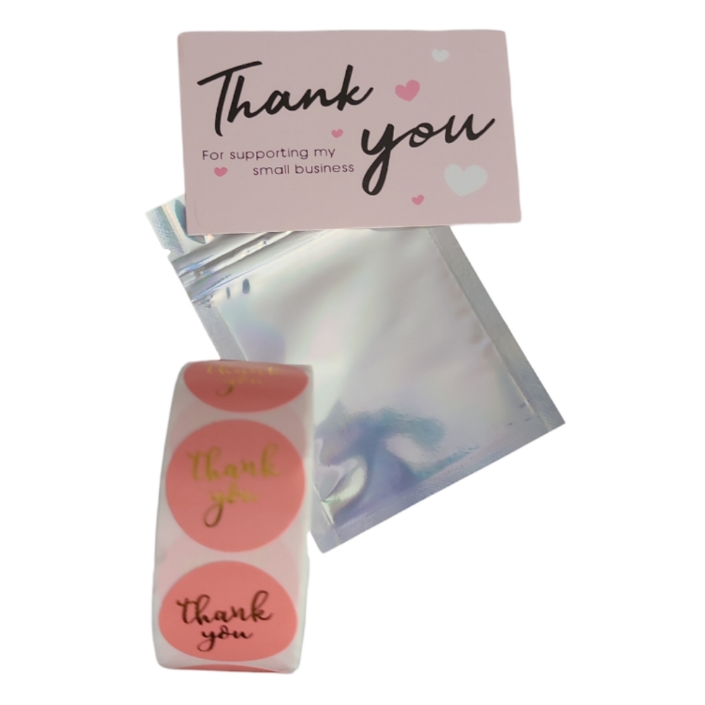 💕PINK Thank you cards (50), thank you sticker(500) & gift bag(20) 570 items💕